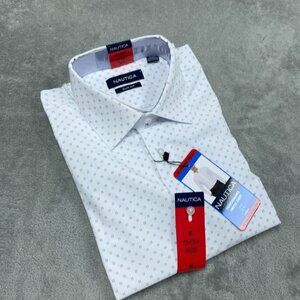 Nautica Slim Fit Mens Performance Stretch Dress Shirt White M a1244